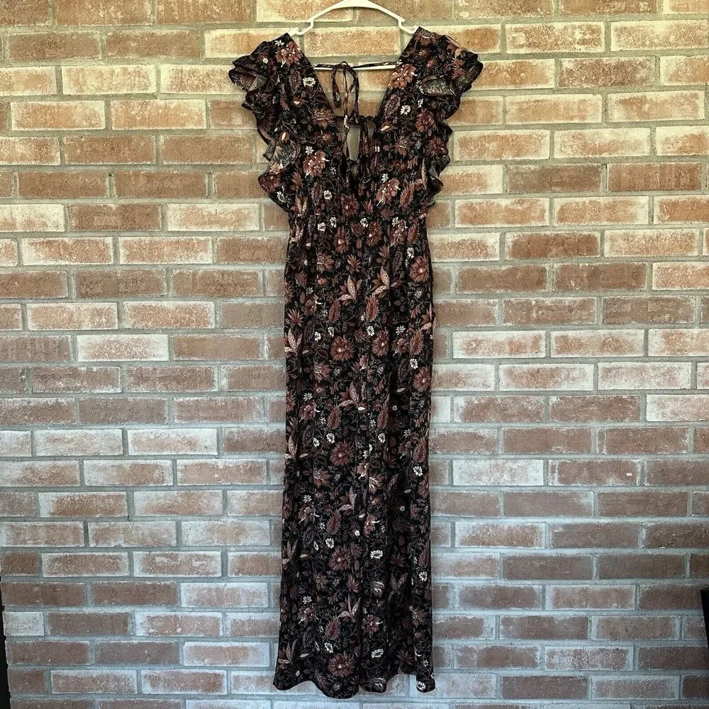 NWT Madewell Ruffled Jumpsuit Fall Floral Small Wide Leg Small